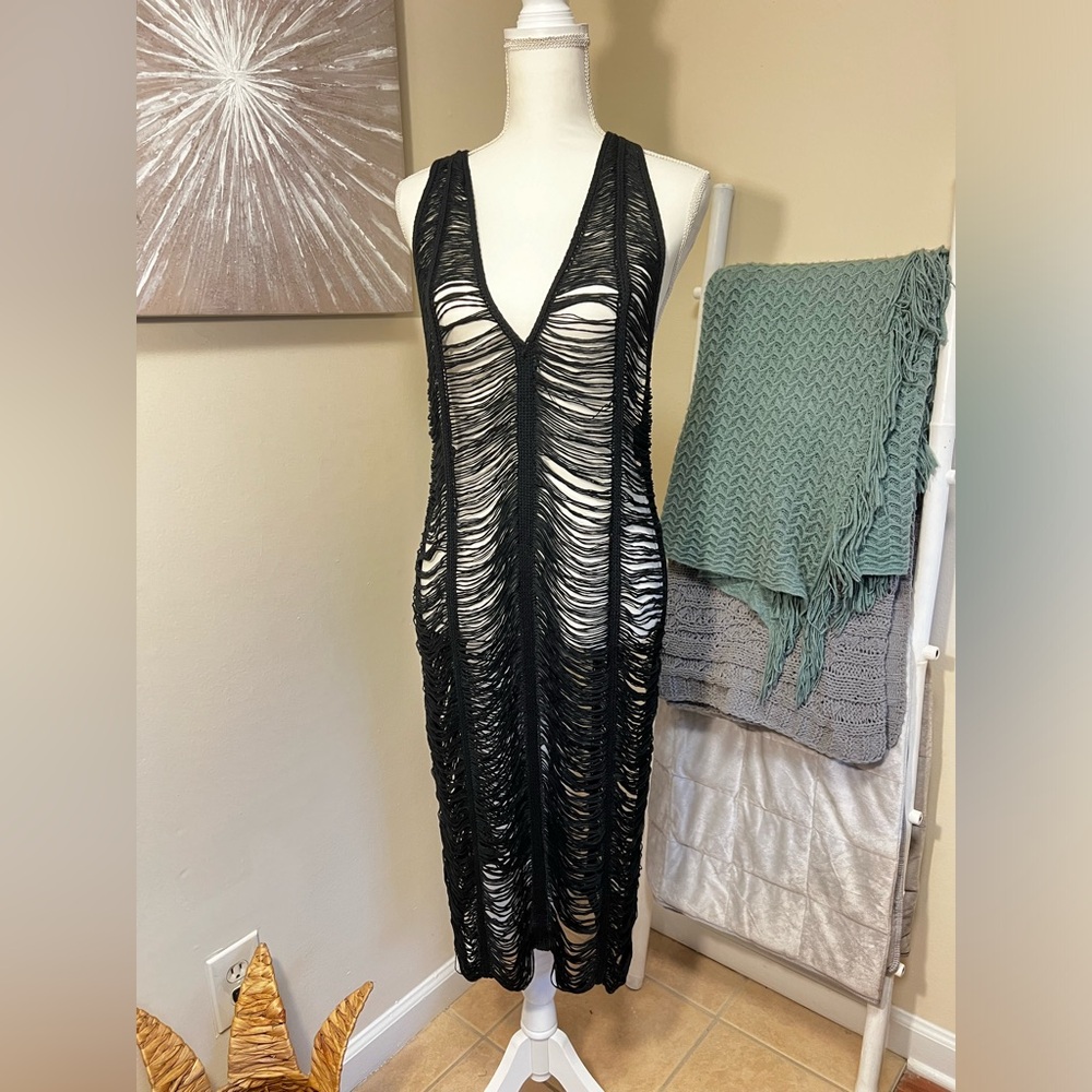 Black Halter Neck Swimsuit Coverup